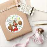 Reindeer Betrunken Funny Christmas Character Runder Aufkleber<br><div class="desc">Funny Christmas Rentier Cartoon Charakter,  sieht wirklich Betrunken und groggy,  nach dem Party,  mit noch ein Glas mit Champagner auf der Pfote und mit Daumen up. Original Vector Grafik Copyright BluedarkArt The ChameleonArt.</div>