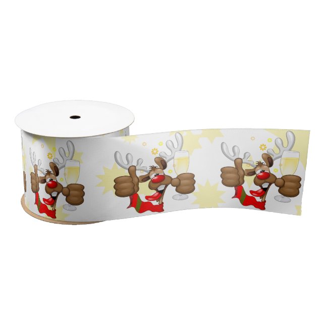 Reindeer Betrunken Funny Christmas Character Satinband (Spule)