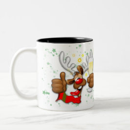 Reindeer Betrunken Funny Christmas Character Zweifarbige Tasse