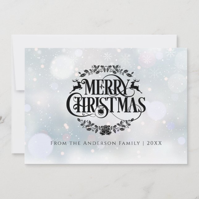 Reindeer Botanical Wreath Frohe Weihnachten (Vorderseite)