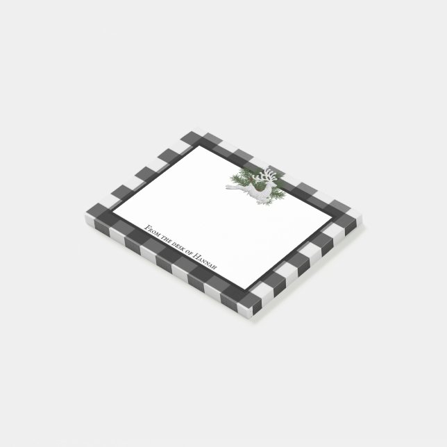 Reindeer Buffalo Kariert Personalisiert Post-it Klebezettel (angewinkelt)