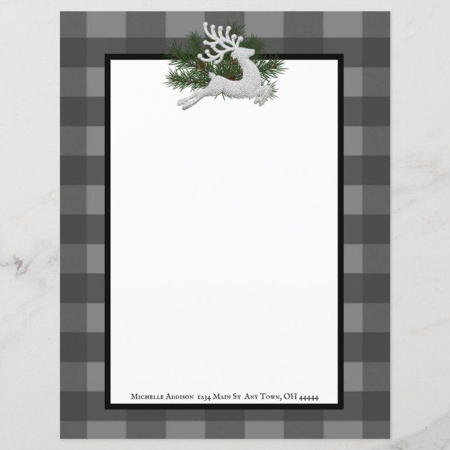 Reindeer Buffalo Kariert Stationery (Vorderseite)