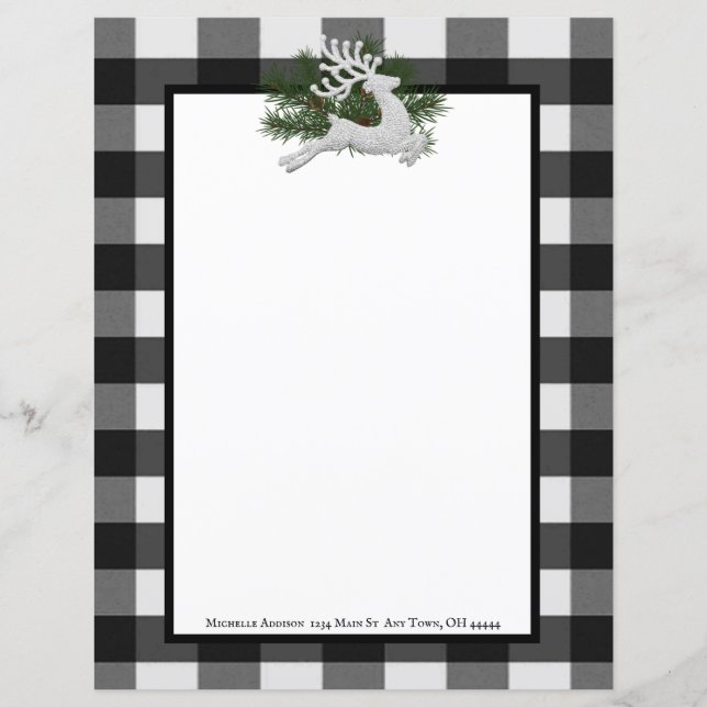 Reindeer Buffalo Kariert Stationery (Vorderseite)