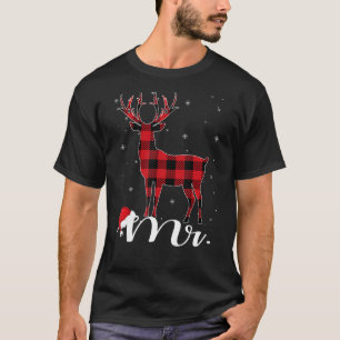 Reindeer Buffalo Red Kariert Christmas Pajama Fam T-Shirt