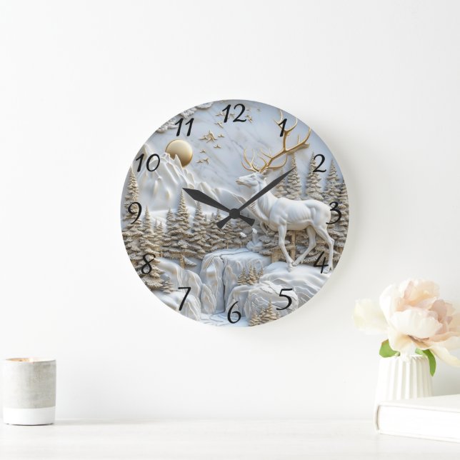 Reindeer Charm für Weihnachten Große Wanduhr (Zuhause)