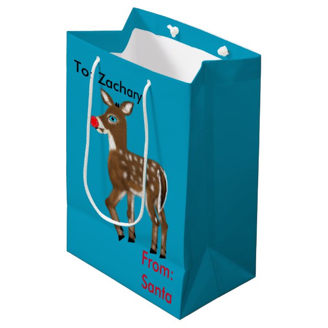Reindeer Christmas Bags Mittlere Geschenktüte (Vorderseite Schrägansicht)