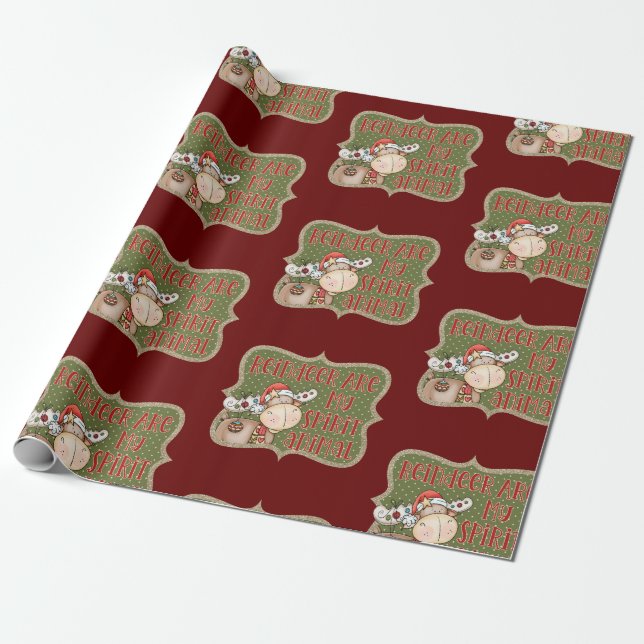 Reindeer Christmas Holiday Geschenkpapier (Ungerollt)