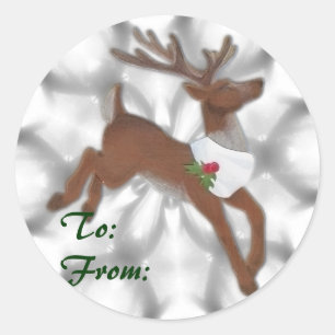 Reindeer Christmas Labels Runder Aufkleber