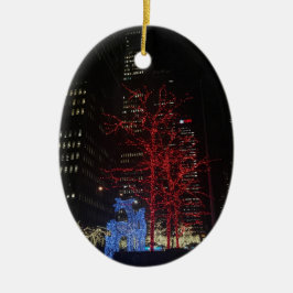 Reindeer Christmas Lights New York City Manhattan Keramik Ornament