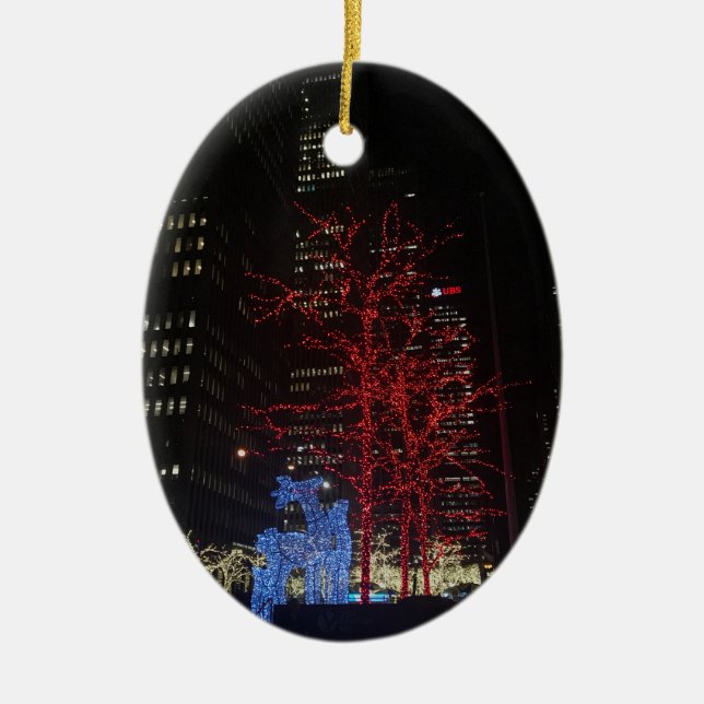 Reindeer Christmas Lights New York City Manhattan Keramik Ornament (Vorne)