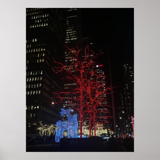 Reindeer Christmas Lights New York City Manhattan Poster (Vorne)