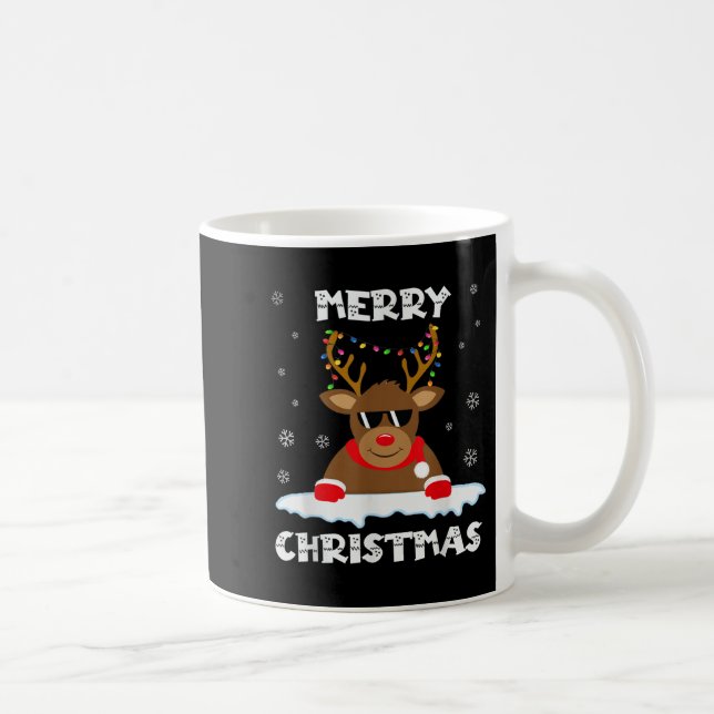 Reindeer Christmas Lights Santa Deer Rudolph Merry Kaffeetasse (Rechts)