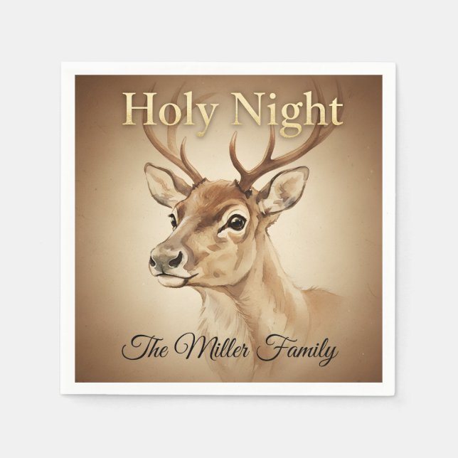 Reindeer Christmas Paper Napkin Customizable Serviette (Vorderseite)