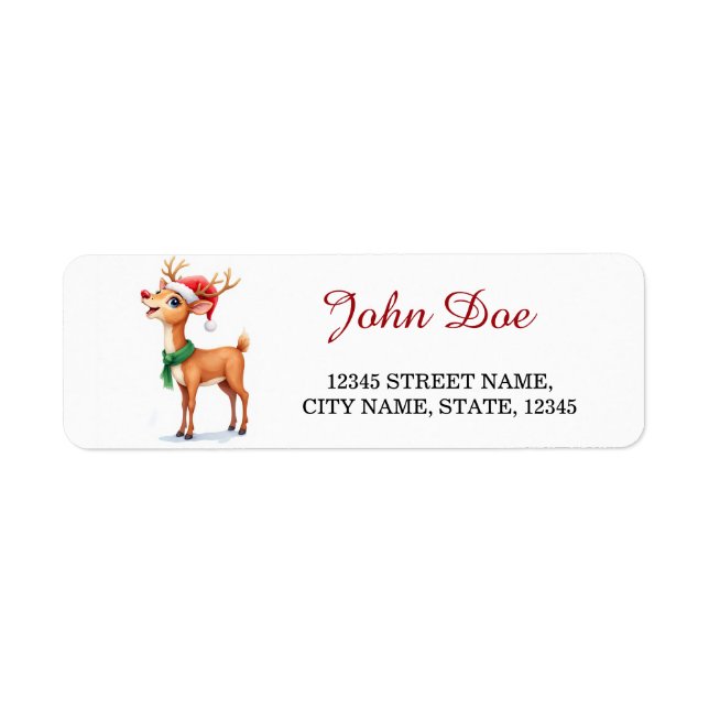 Reindeer Christmas Return Address Labels (Vorne)