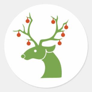 Reindeer Christmas Runder Aufkleber