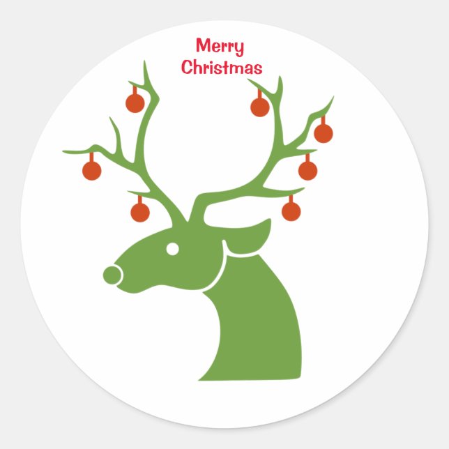 Reindeer Christmas Runder Aufkleber (Vorderseite)
