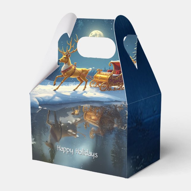 Reindeer Christmas Sleigh Holiday Favor Box Geschenkschachtel (Vorderseite)