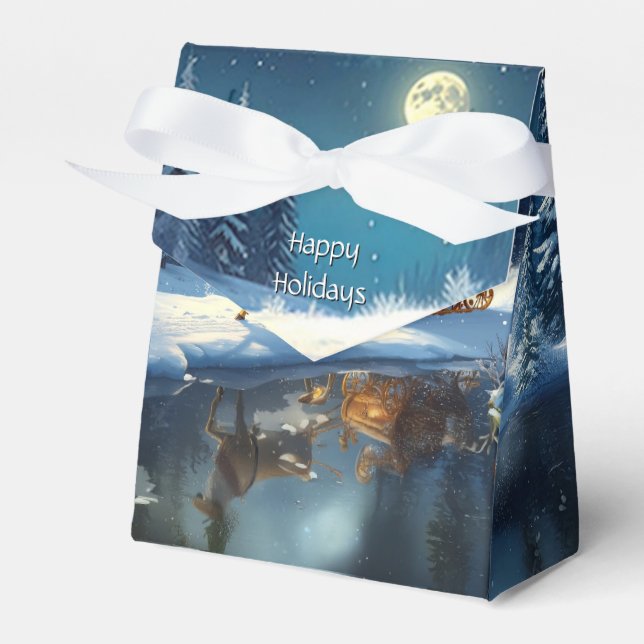 Reindeer Christmas Sleigh Holiday Favor Box Geschenkschachtel (Vorderseite)