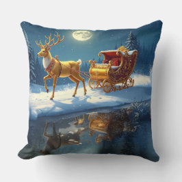 Reindeer Christmas Sleigh Holiday Kissen