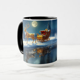 Reindeer Christmas Sleigh Holiday Mug Tasse