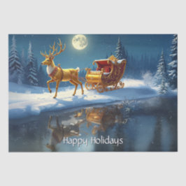 Reindeer Christmas Sleigh Holiday Seidenpapier