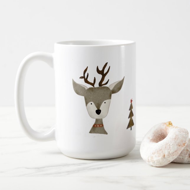 Reindeer Coffee Tasse | Feiertage | 443 ml | Keram (Mit Donut)
