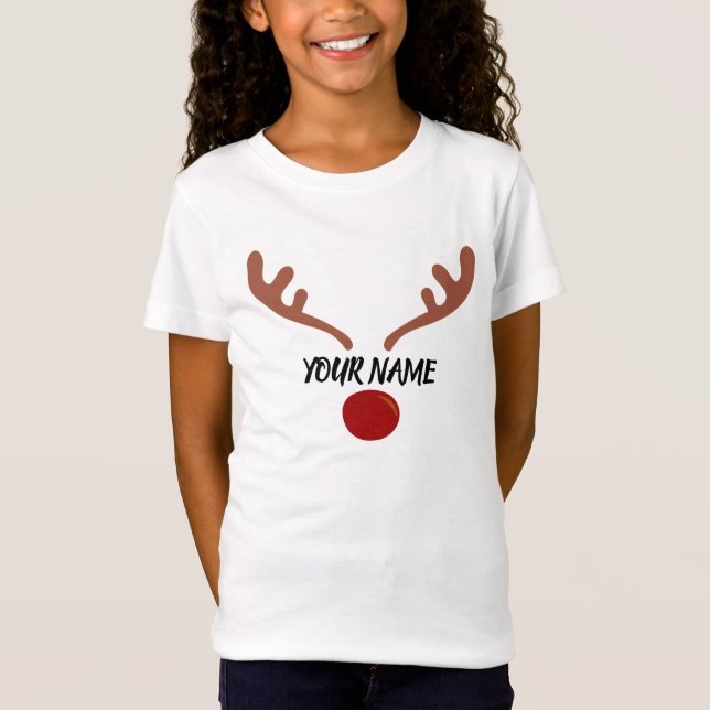 Reindeer Custom Christmas Personalisiert T - Shirt (Vorderseite)