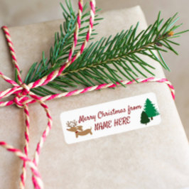 Reindeer Dachshund Sticky Gift Tags Doxie