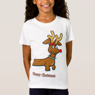 Reindeer Dackel Frohe Weihnachten T-Shirt
