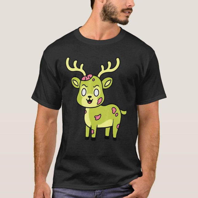 Reindeer Deer Zombie Halloween Süße Tier Graph T-Shirt (Vorderseite)