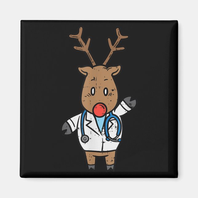 Reindeer Doctor Nurse Stethoscope Medical Christma Magnet (Vorne)