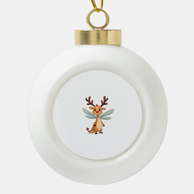 Reindeer Dragonfly Keramik Kugel-Ornament (Vorderseite)