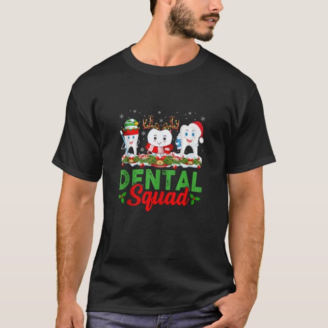 Reindeer Elf Santa Hat Teeth Dental Squad Dentist  T-Shirt (Vorderseite)