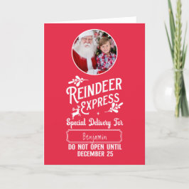 Reindeer Express Kid Name & Photo Christmas Feiertagskarte