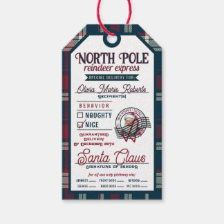 Reindeer Express Weihnachtsmann Kariert Weihnachte Geschenkanhänger