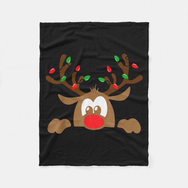 Reindeer Face Matching Family Christmas Deer Girl  Fleecedecke (Vorderseite)