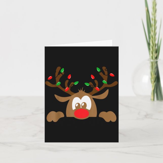 Reindeer Face Matching Family Christmas Deer Girl  Karte (Vorderseite)