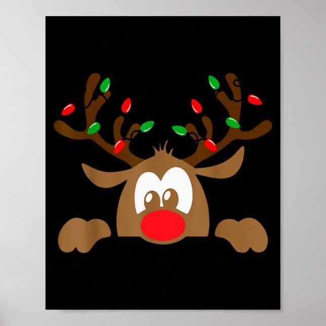 Reindeer Face Matching Family Christmas Deer Girl  Poster (Vorne)