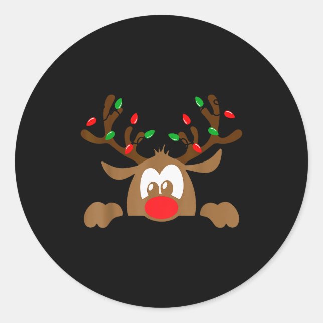 Reindeer Face Matching Family Christmas Deer Girl  Runder Aufkleber (Vorderseite)
