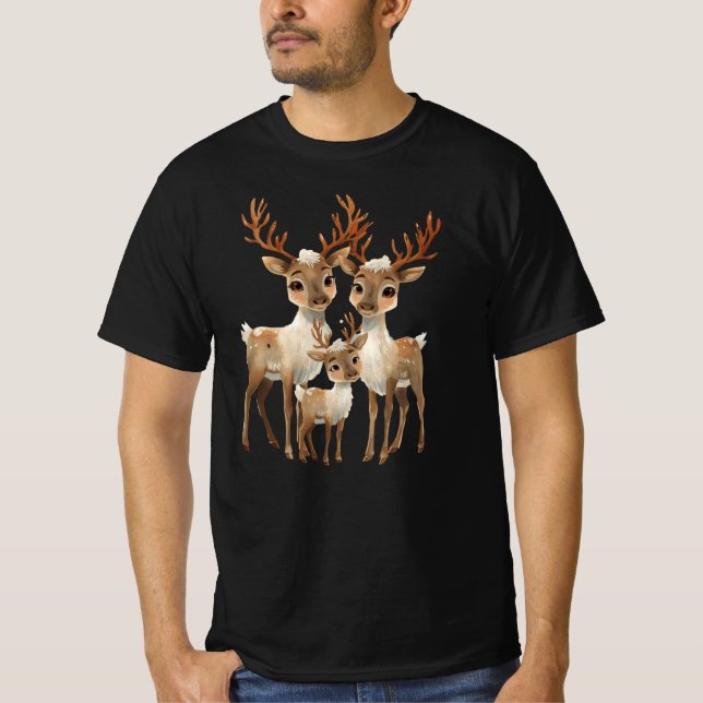 Reindeer Family – Cute Christmas Winter Animal Des T-Shirt (Vorderseite)