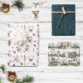 Reindeer Farmhouse Christmas Tree Farm | Holiday Geschenkpapier Set