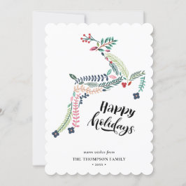 Reindeer Floral | Poinsettia Pine Bough Happy Feiertagskarte