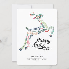 Reindeer Floral | Poinsettia Pine Bough Happy Feiertagskarte