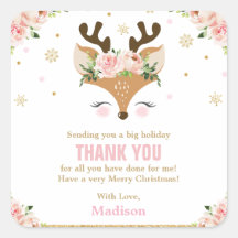 Reindeer Floral Snowflakes Weihnachten Vielen Dank
