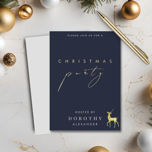 Reindeer Foil Christmas Party Einladung (Von Creator hochgeladen)