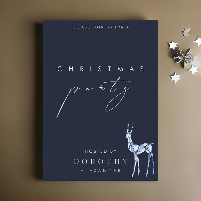 Reindeer Foil Christmas Party Einladung (Von Creator hochgeladen)