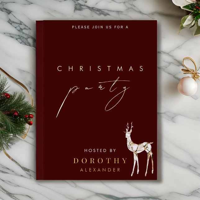Reindeer Foil Christmas Party Einladung (Von Creator hochgeladen)