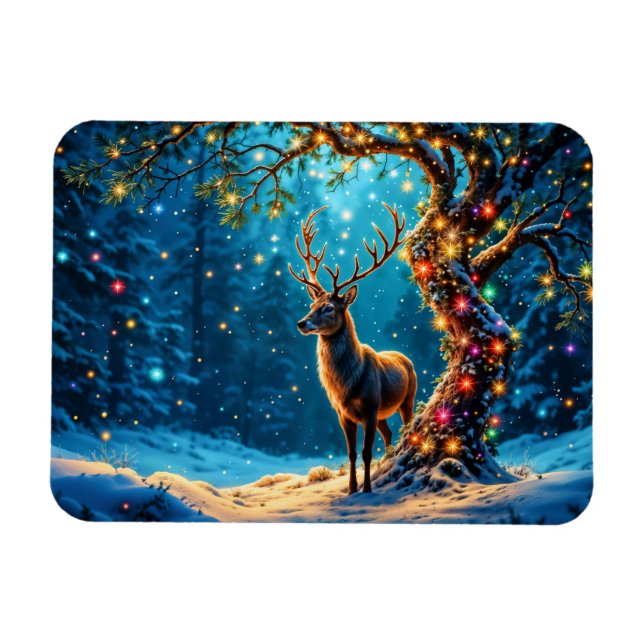 Reindeer Frohe Weihnachtsbeleuchtung Magnet (Horizontal)