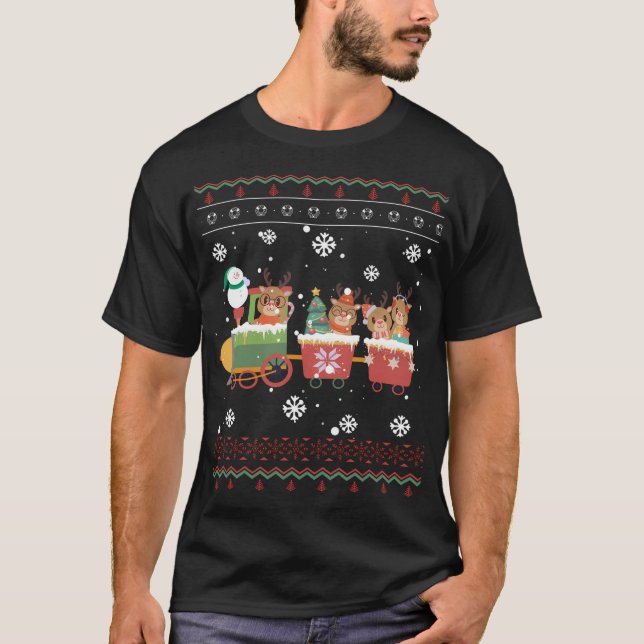 Reindeer Funny Christmas Ugly T-Shirt (Vorderseite)