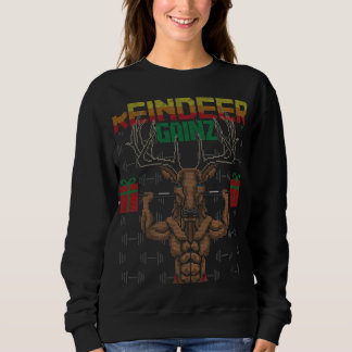 Reindeer Gainz Brodolf Ugly Christmas Sweater Gym Sweatshirt